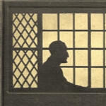 A faded illustration of a window with a sillhouette of a man sitting inside.The window has vague beige/yellow tones.